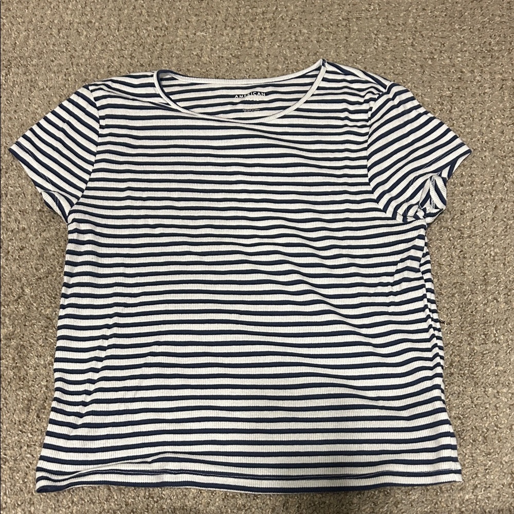 Striped Short Sleeve Tee - Navy & White